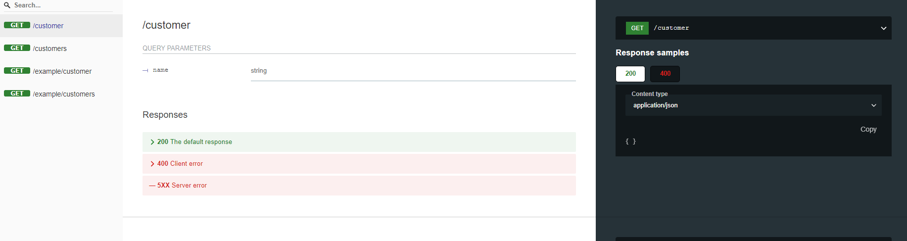 api document with empty response